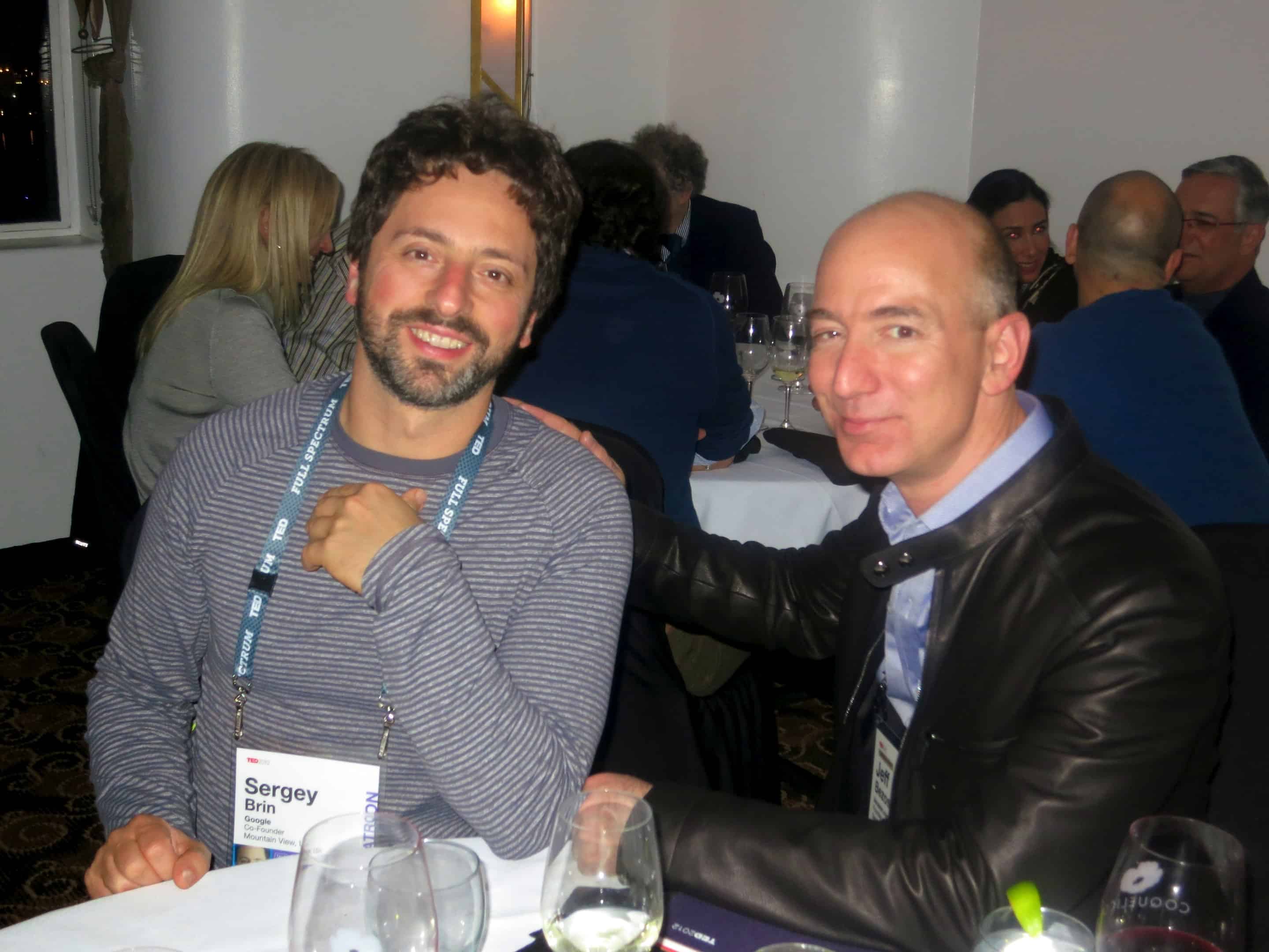Sergey Brin and Jeff Bezos in Amazon/Google Conference