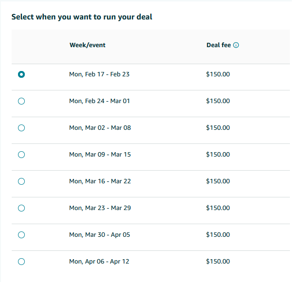 Amazon Deal Dates